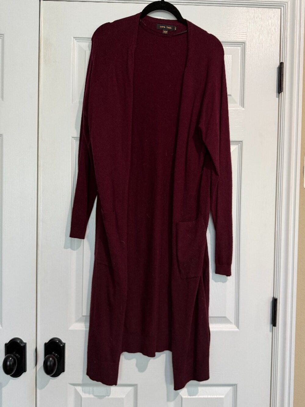 LOVE TREE Longline Open Cardigan Duster Burgundy Size Large